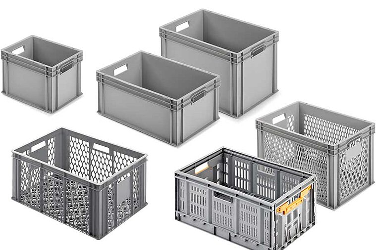 Alutec Kunststoffbehälter Klappbox geschlossen grau höhe gefaltet: 72 mm  600x400x320